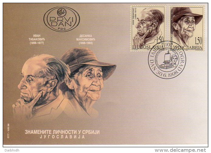 YUGOSLAVIA 1998 Famous Personalities On 4 FDCs.  Michel 2862-69 - FDC