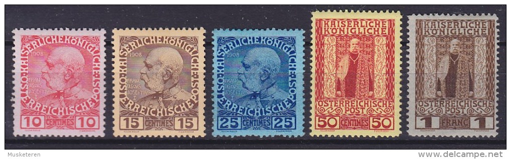 Austrian Post On Crete 1908 Mi. 18-22 Franz Joseph I. 60 -jährige Regierungsjubiläum (Almost) Complete Set MH* (2 Scans) - Oriente Austriaco