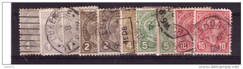 1895 LUXEMBOURG Adolphe  Various Value  Michel Cat N°  Used Some Defects - 1895 Adolphe Right-hand Side