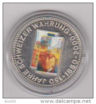 Gedenkmünze, Schweiz, 150 Jahre Schweizer Währung, 1850 - 2000, In Kapsl, Vzgl., Ansehen - Sonstige & Ohne Zuordnung