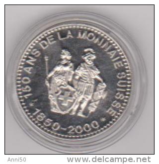 Gedenkmünze, Schweiz, 150 Jahre Schweizer Währung, 1850 - 2000, In Kapsl, Vzgl., Ansehen - Altri & Non Classificati