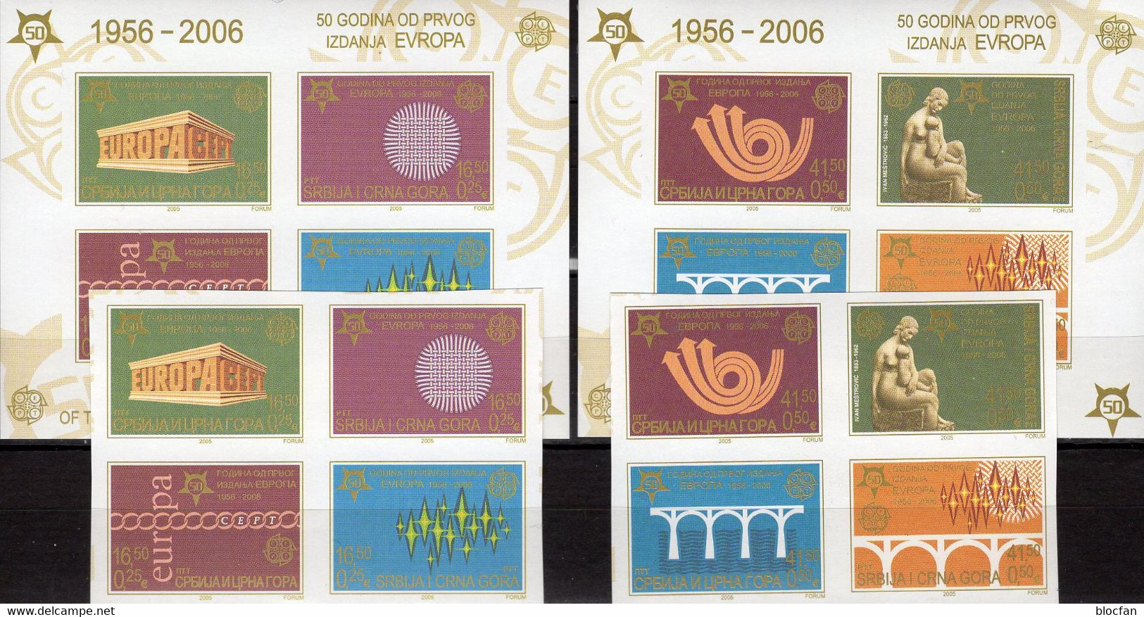 CEPT Blöcke Serbija 4-Blocks+Bl.59/0 B ** 60€ Bloque Hoja Stamps On Stamp S/s Blocs Sheets M/s 50 Jahre EUROPA 2006 - Colecciones (sin álbumes)