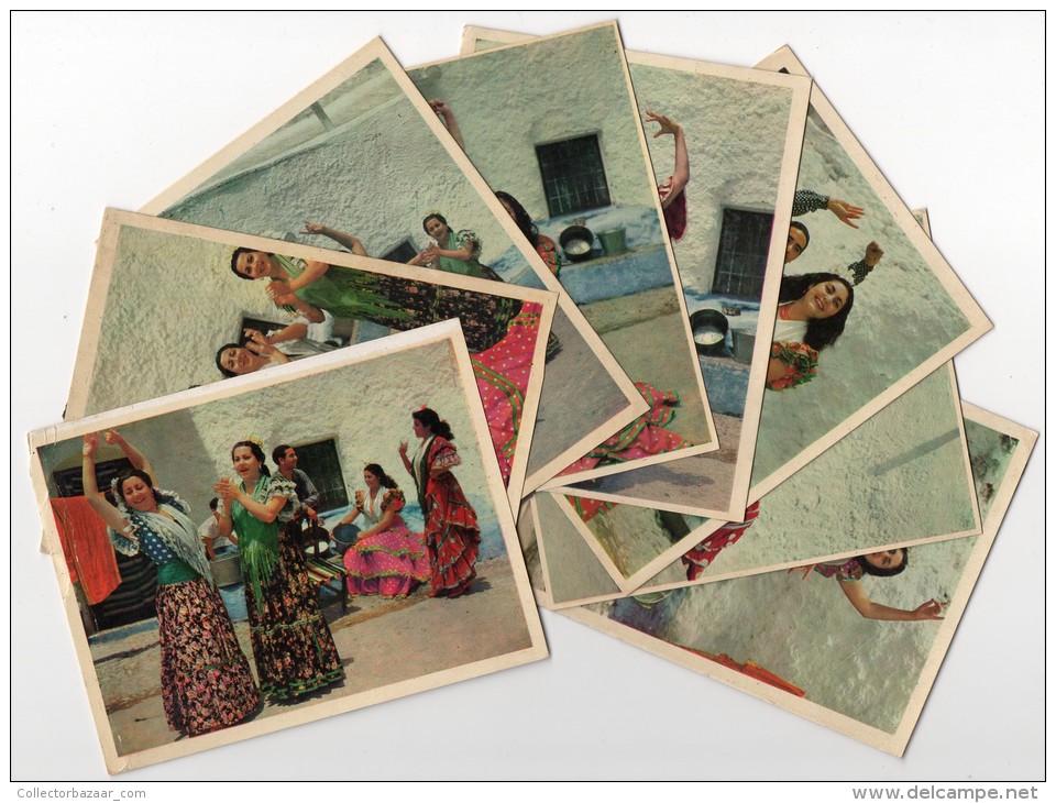 Sevillanas Los Anaya En Sacromonte Dance Flamenco Set Of 8 Vintage Original Postcard Cpa Ak (W3_3266) - Baile