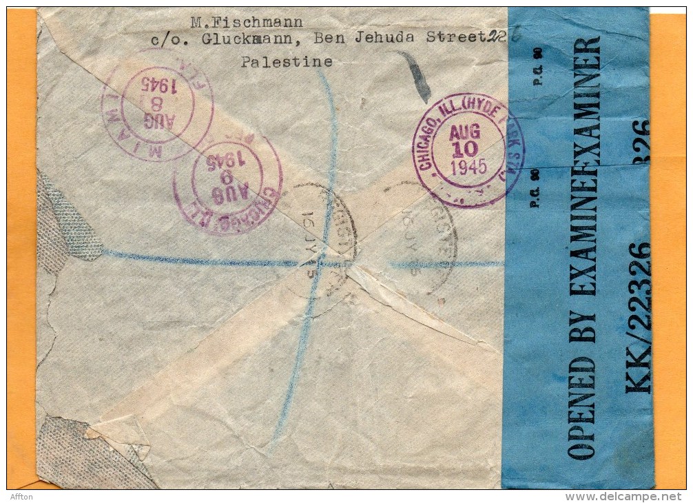 Palestine 1945 Censored Registered Cover Mailed To USA - Palestine