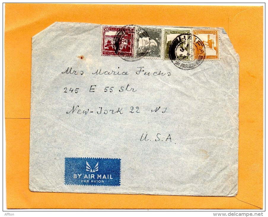 Palestine 1947 Cover Mailed To USA - Palestine