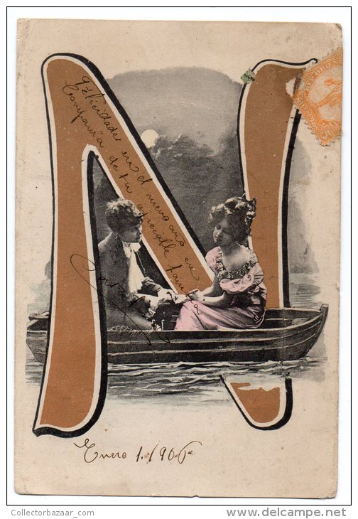 Firstname Initial Letter N Victorian Carte Postale Photo Vintage Original Postcard Cpa Ak (W3_3363) - Vornamen