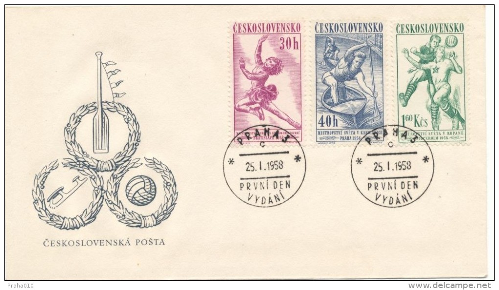 Czechoslovakia / First Day Cover (1958/01 B) Praha 3 (c): World Cup Football 1958 Stockholm - 1958 – Sweden