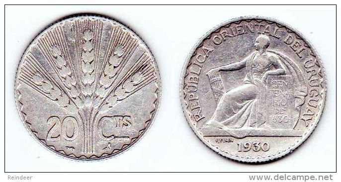 ® URUGUAY 1930 - 20 Centésimos PLATA - Uruguay