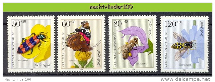 Mng056 FAUNA VLINDERS BIJEN VLIEG INSECTS BEES FLY BUTTERFLIES SCHMETTERLINGE MARIPOSAS DEUTSCHE BUNDESPOST 1984 PF/MNH# - Vlinders