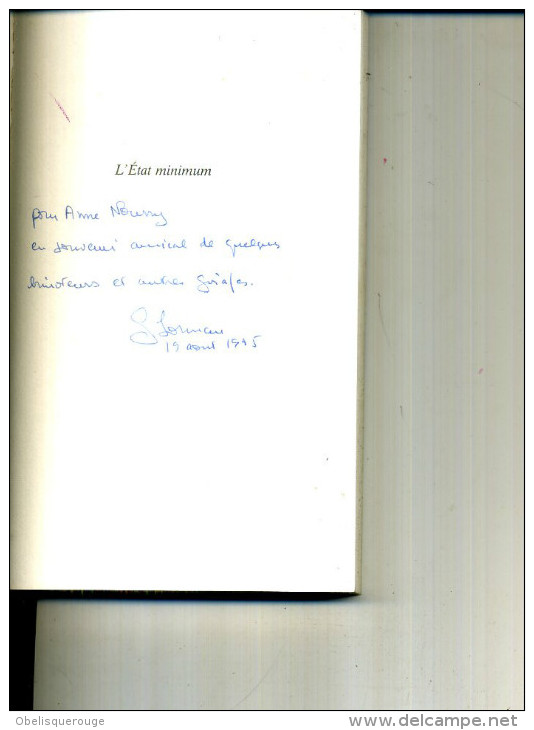 GUY SORMAN L ETAT MINIMUM ALBIN MICHEL DEDICACE 1995 183 PAGES - Signierte Bücher