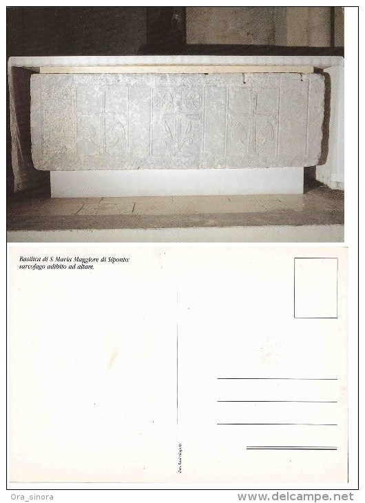 *Cartolina Puglia Manfredonia Siponto Basilica S. Maria Maggiore Sarcofago Altare Non Viaggiata - Manfredonia