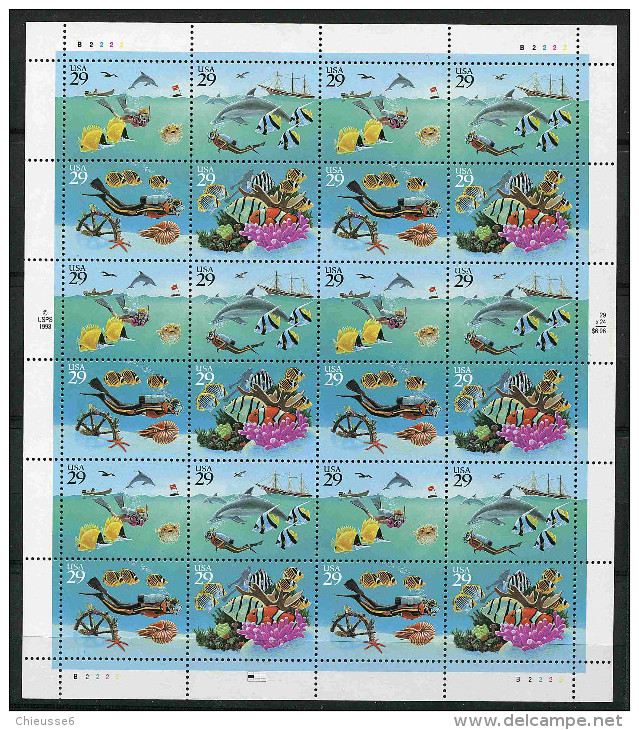 Etats Unis ** N° 2283 à 2286 En Feuille De 6 Séries  - Le Monde Sous-marin Prix 12 € + Port - Sheets