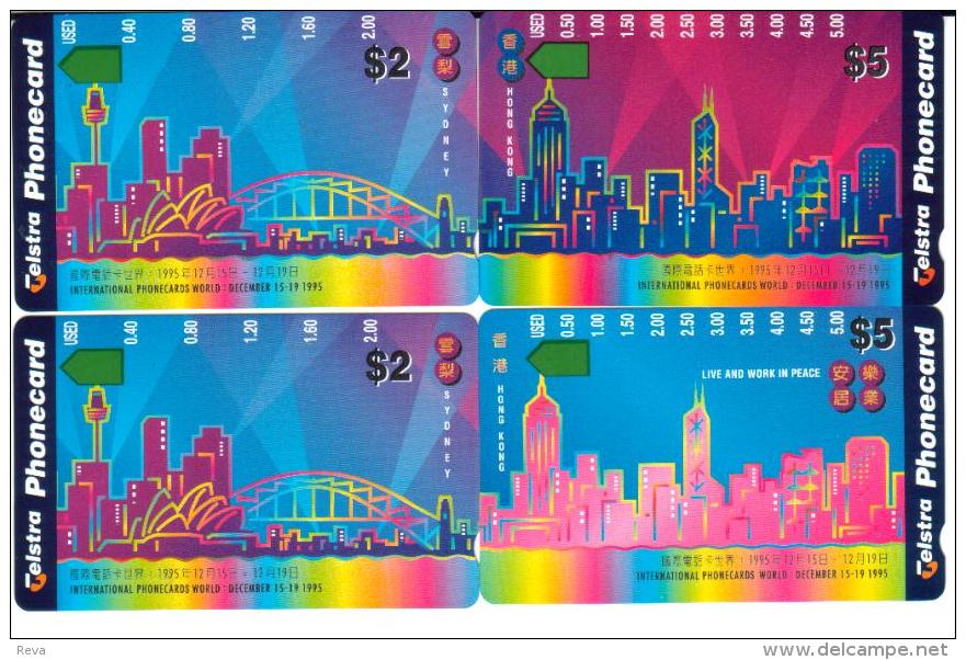 AUSTRALIA PUZZLE $2 & $5 HONG KONG CARD EXPO 1995 SYDNEY OPERA HOUSE & HK AUS-354--355 ONLY IN HK READ DESCRIPTION !!! ! - Australia