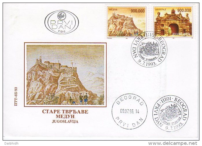 YUGOSLAVIA 1993 Old Fortresses On 3 FDCs.  Michel 2608-13 - FDC