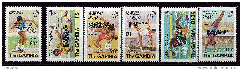 Gambie ** N° 559 à 564 - Vainqueurs Aux J.O. De Los Angeles (poids, Saut, Lutte, Gym., Natation, Plongeon) - Gambie (1965-...)