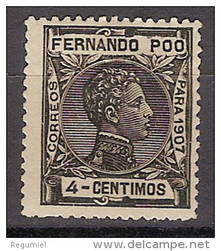 Fernando Poo 155 (*) Alfonso XIII. 1907. Sin Goma - Fernando Poo