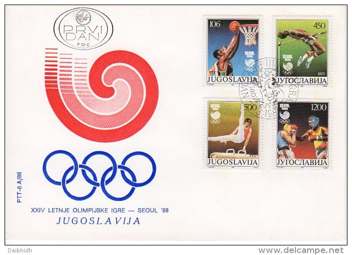 YUGOSLAVIA 1988 Olympic Games: Seoul  FDC.  Michel 2267-70 - FDC