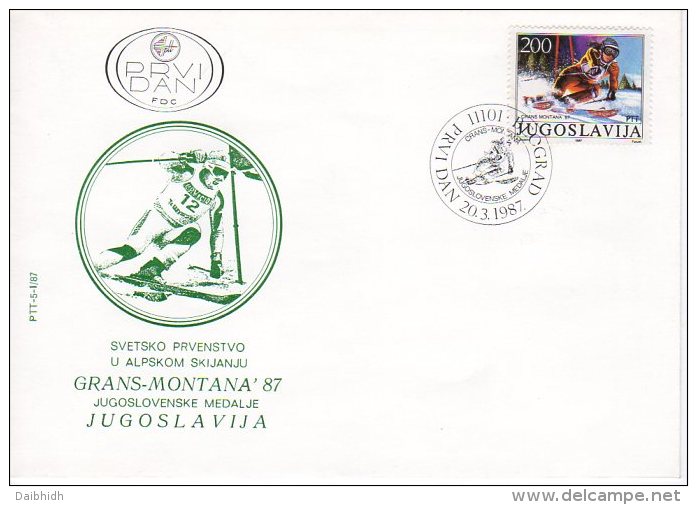 YUGOSLAVIA 1987 Skiing Medal Winner FDC.  Michel 2215 - FDC