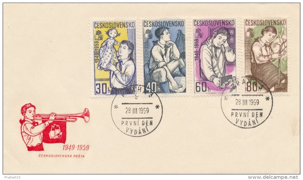 Czechoslovakia / First Day Cover (1959/04) Praha 3 (b): Pathfinder (30h) Pioneer Of Puppet - Marionetas