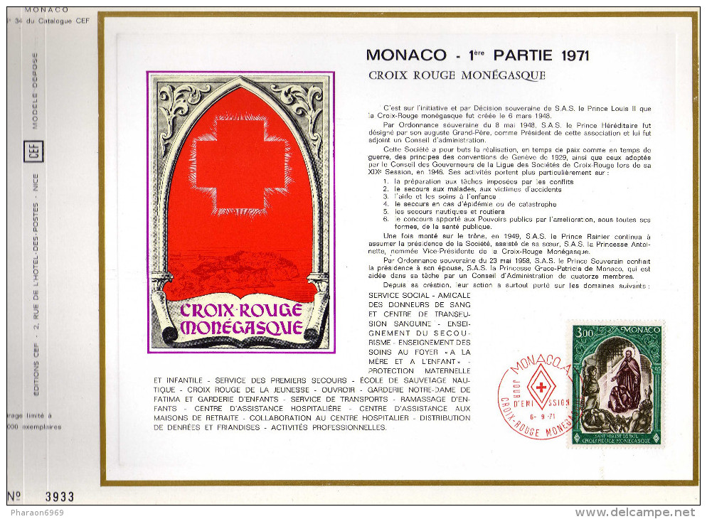 Feuillet Tirage Limité CEF 34 Monaco Croix Rouge Monégasque - Brieven En Documenten