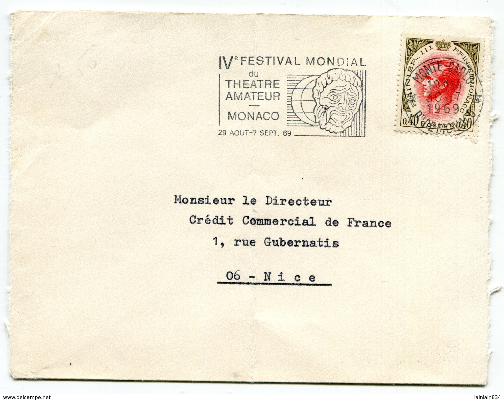 - MONACO - 2 Devant De Lettre, Cachet Monte-carlo, Flamme, 1969 Et 71, Timbres De 0.4 Et 0.50, TBE. - Postmarks