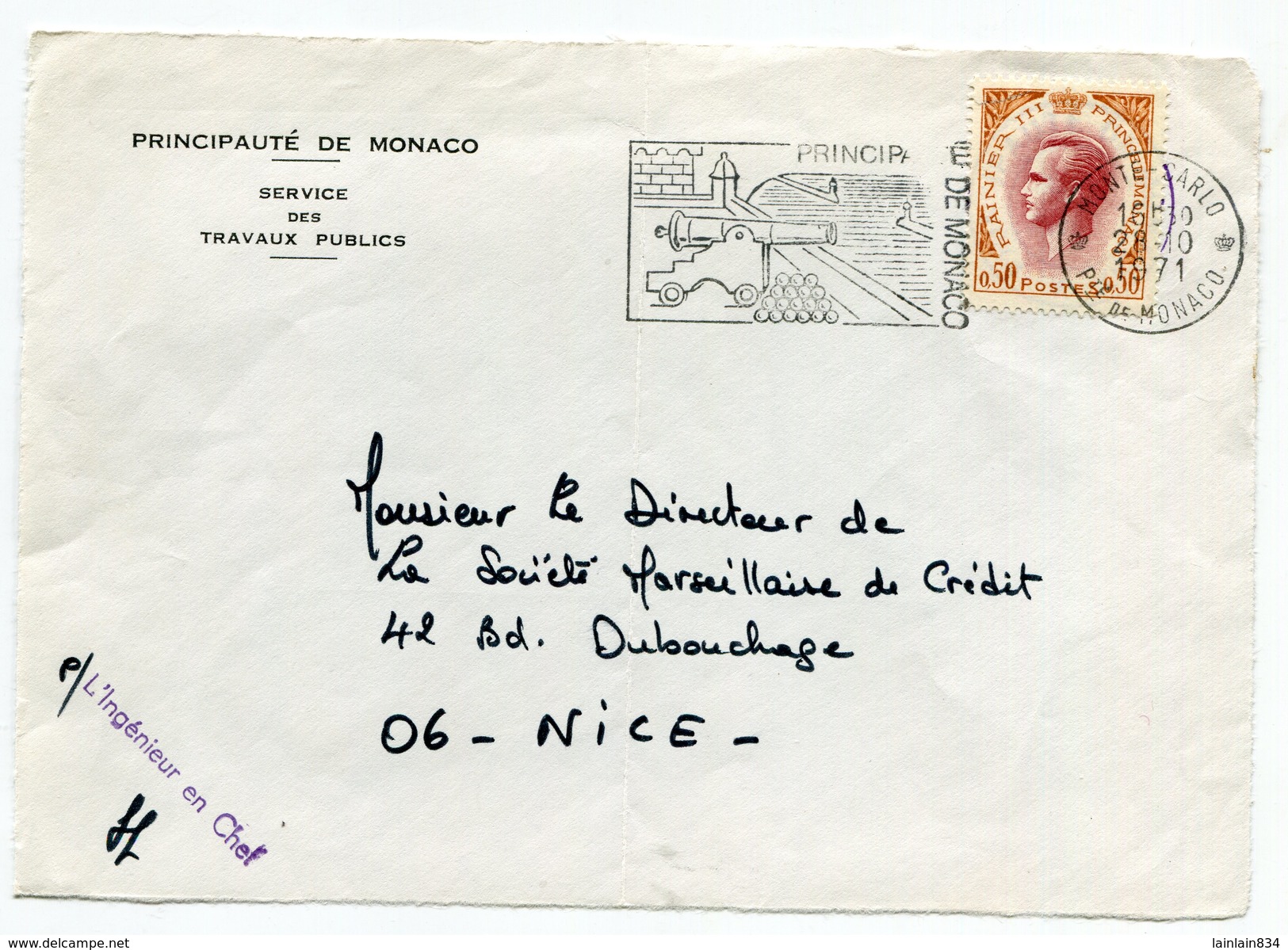 - MONACO - 2 Devant De Lettre, Cachet Monte-carlo, Flamme, 1969 Et 71, Timbres De 0.4 Et 0.50, TBE. - Marcophilie