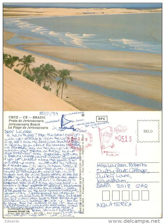 Praia De Jericoacoara, Cruz CE, Brazil Brasil Postcard Used Posted To UK 1989 Meter - Autres