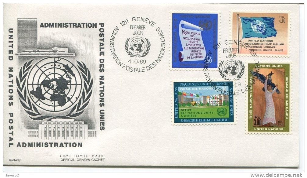 UNITED NATIONS - GENEVE  - 1969  FDC - See Scan - FDC