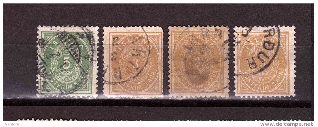 ICELAND 1882  Coat Of Arm 3 And 5 Aur  Michel Cat N° 12-13 Used Defectous - Gebraucht