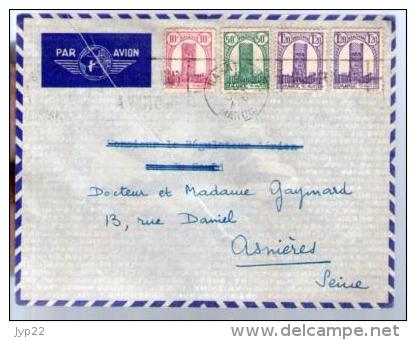 Maroc Lettre Par Avion CAD Rabat 5-12-1944 ? / 4 Tp Pour Dr Gaymard Asnières - Lettres & Documents