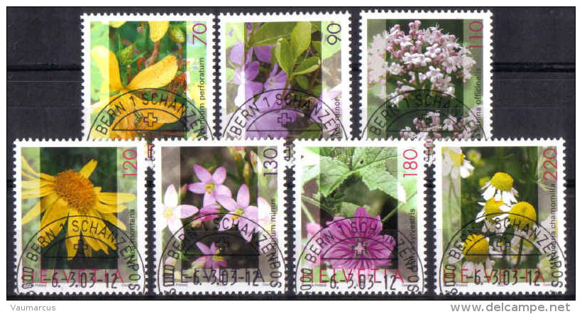 2003 Zu 1073-1079 / Mi 1820-1826 / YT 1745-1751 Plantes Médicinales Obl. 1er Jour Demi-lune BERN 1 SCHANZENPOST - Gebraucht