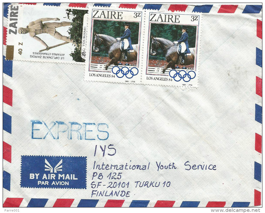 DRC RDC Zaire 1984 Olympic Games Los Angeles Horse Tourism Express Cover - Zomer 1984: Los Angeles