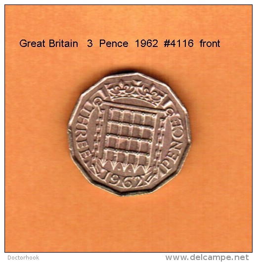 GREAT BRITAIN    3  PENCE  1962  (KM # 900) - F. 3 Pence