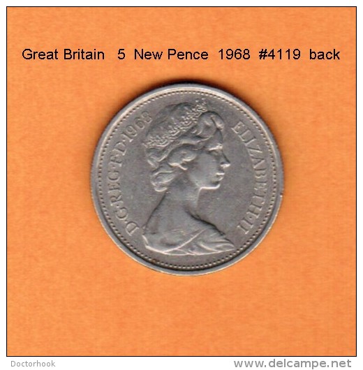 GREAT BRITAIN    5  NEW PENCE  1968  (KM # 911) - Autres & Non Classés