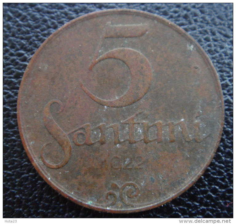 Latvia Letland Lettonia 5 Santims Old  Coin 1922 Year - Latvia
