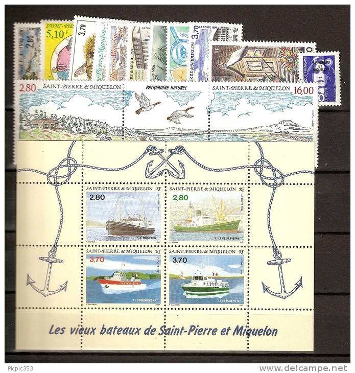 SPM - Saint Pierre Et Miquelon Année 1994 Complète ** Poste 592 à 608 - Années Complètes