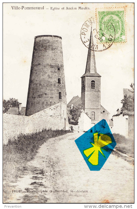 VILLE- POMMEROEUL - Eglise Et Ancien Moulin - Superbe Carte - Bernissart