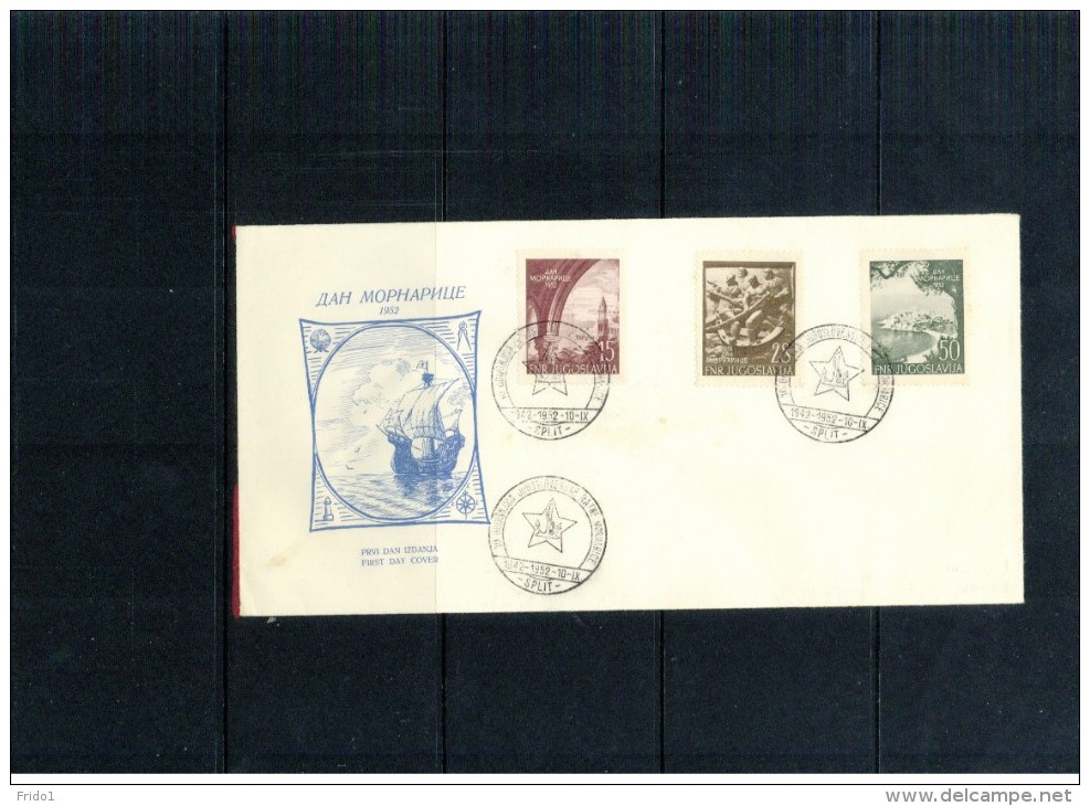 Yugoslawien / Yugoslavia / Yougoslavie 1952  10 Years Of Yugoslav Navy Michel 704-706 FDC - Covers & Documents