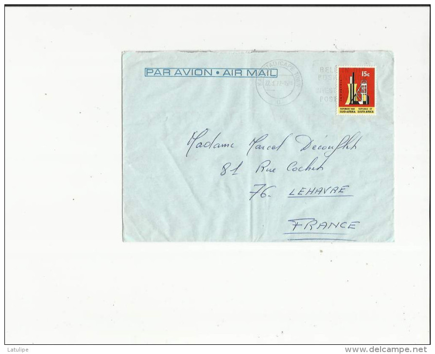 Enveloppe  Timbrée  Flamme De  Cie Transatlantique France -Voir Scan Adressé A Mme Decouflet  Au Havre 76 - Airmail