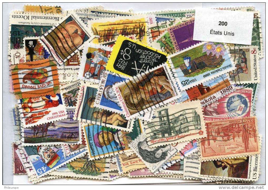 200 Timbres Etats Unis - Collezioni & Lotti