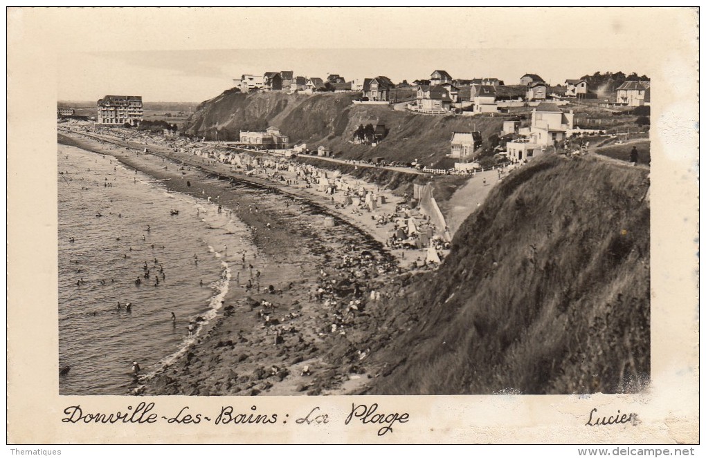 Thematiques 50 Manche Donville Les Bains La Plage Cp Dentelée Lucien Ecrite Timbrée 27 07 1953 - Autres & Non Classés