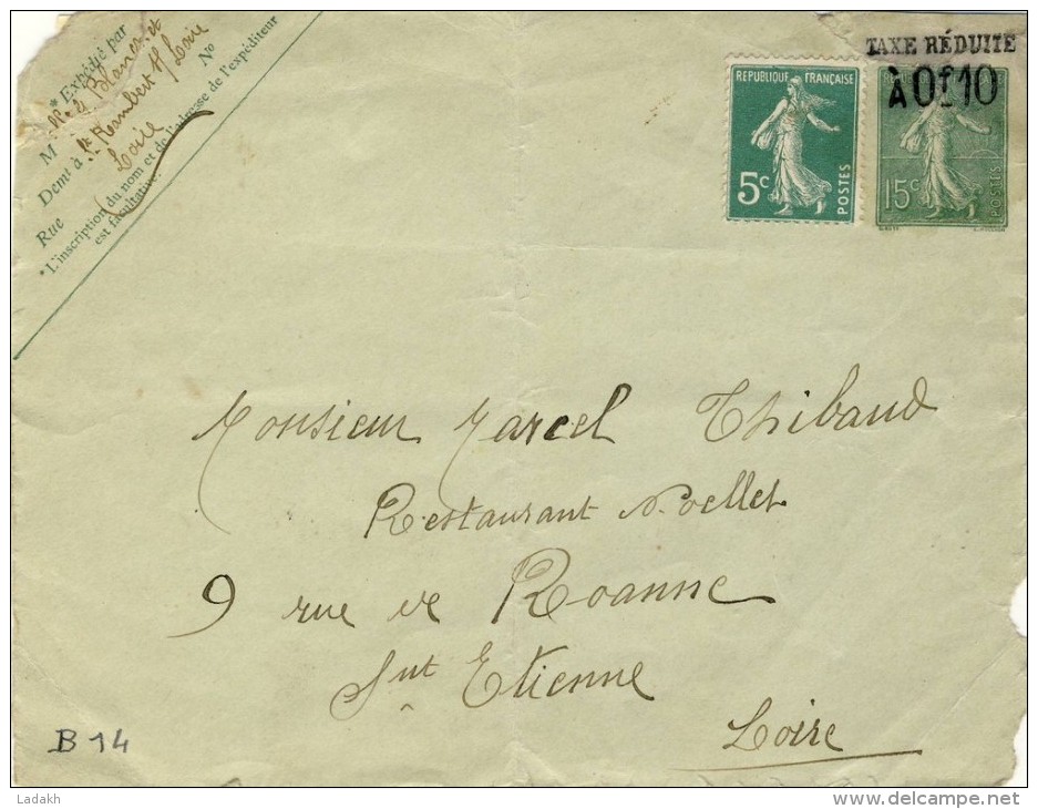 ENTIER POSTAL  # FACADE ENVELOPPE 147 X 112 # SEMEUSE LIGNEE 15 C VERT  # 1906 #  REF :STORCH -FRANCON # B 14 # - Enveloppes Types Et TSC (avant 1995)