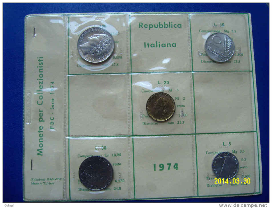 REPUBBLICA ITALIANA ANNATA DI CIRCOLAZIONE EMISSIONE 1974 - Mint Sets & Proof Sets