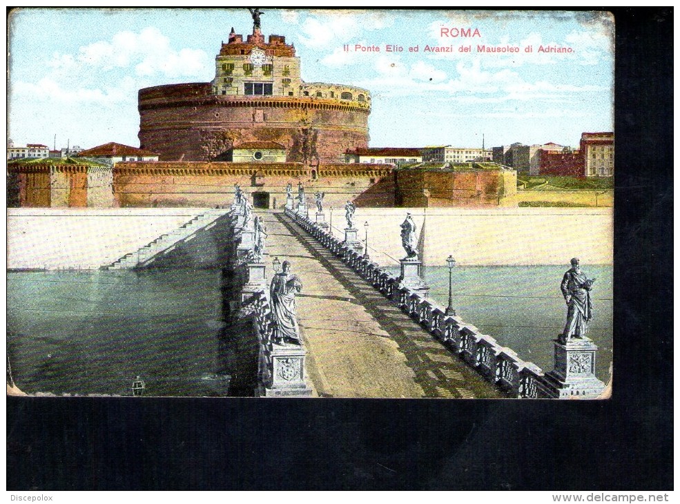 F1965 Roma ( Italie ) Cartolina Illustrata Di  Ponte  Elio Ed Avanzi Del Mausoleo Di Adriano - Castle, Chateau, Schloss - Castel Sant'Angelo