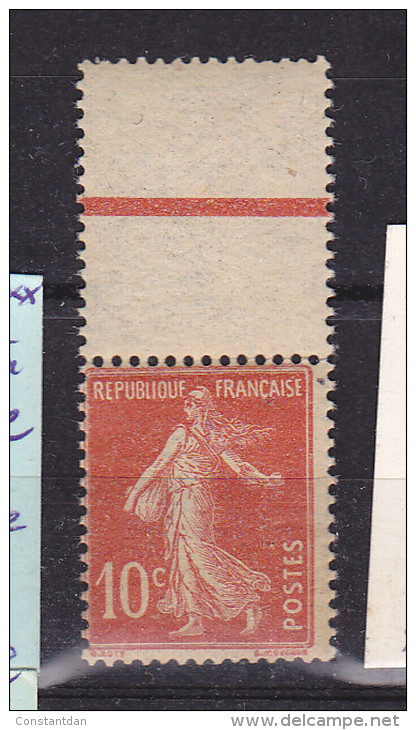 FRANCE N°138 10C ROUGE TYPE SEMEUSE CAMEE LEGER PI QUAGE A CHEVAL NEUF SANS CHARNIERE - ....-1929
