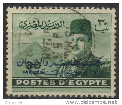 1952 King Farouk Blue Ovpt 30M Sc 355 / Mi 367b Used / Oblitéré / Gestempelt [hod] - Used Stamps