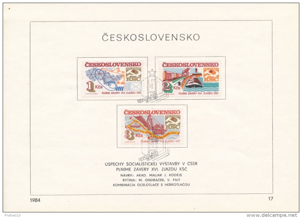 Czechoslovakia / First Day Sheet (1984/17) Bratislava: Telecommunications, Transportation, Pipeline; Painter Jiri Kodejs - Gas