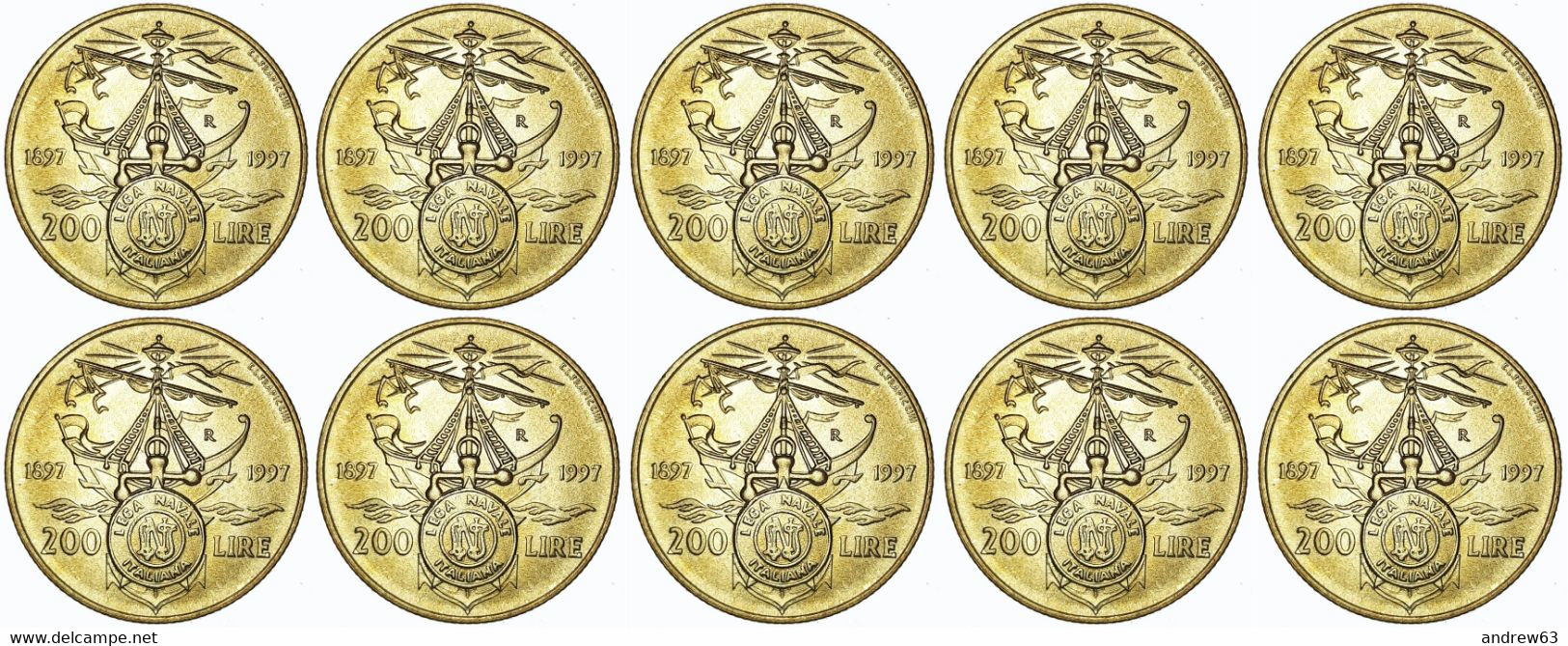 ITALIA - Lire 200 1997 Lega Navale Italiana - FDC/Unc Da Rotolino/from Roll 10 Monete/10 Coins - 200 Lire