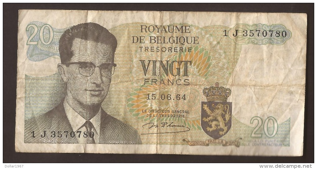 België Belgique Belgium 15 06 1964 20 Francs Atomium Baudouin. 1 J 3570780 - 20 Francs