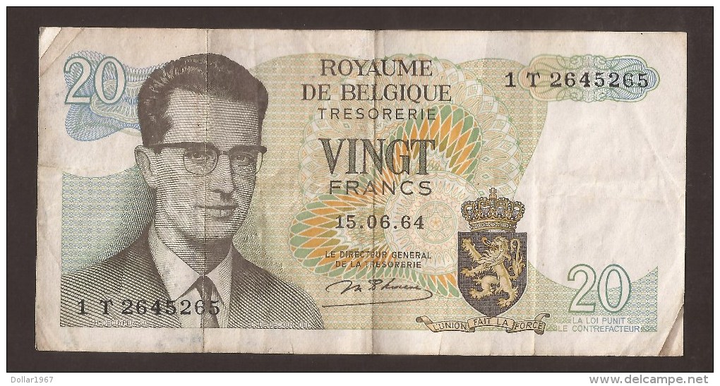 België Belgique Belgium 15 06 1964 20 Francs Atomium Baudouin. 1 T 2645265 - 20 Francs